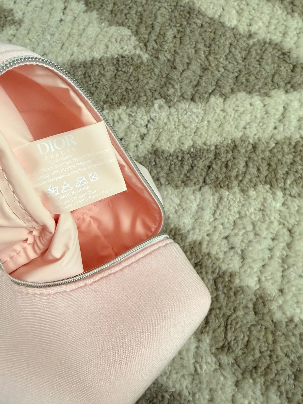 Dior Light Pink Embossed CD Cosmetic Pouch - Picture 5 of 6